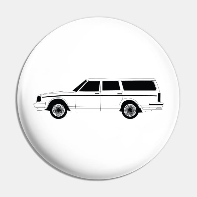 Volvo 245 DL Black Outline Pin by kindacoolbutnotreally
