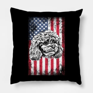 Patriotic Poodles American Flag Pillow