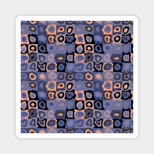 Parisian Nights  - Retro Geometric Wobbly Square Grid Pattern Magnet