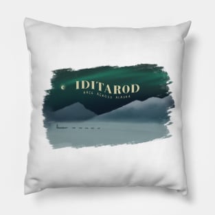 iditarod race across alaska painting Pillow