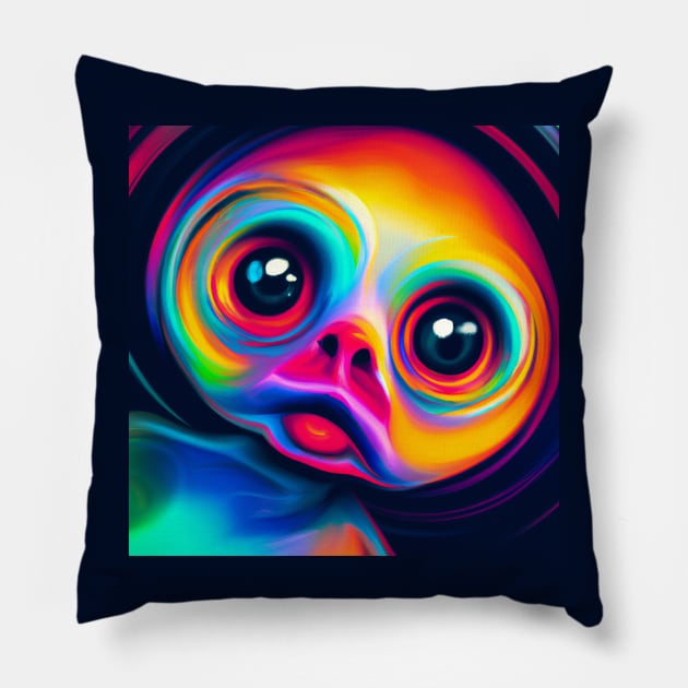 Psychedelic Alien is Mesmerized Pillow by Star Scrunch