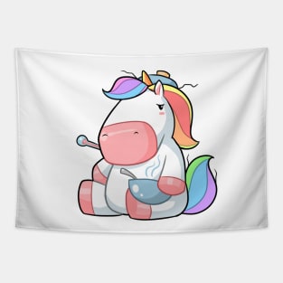 Kawaii unicorn sick Tapestry
