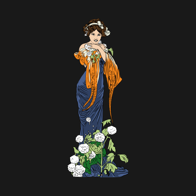 Disover Gaspar Camps Flower Girl - Art Nouveau Illustration - T-Shirt