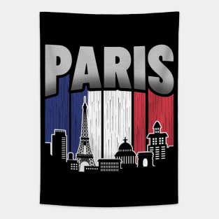 Paris France Skyline Vintage Flag Tapestry