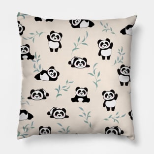 Cute Pandas Seamless Pattern Pillow