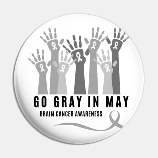 Go Gray In May Shirt Rainbow Brain Cancer Tumor Awareness Pin