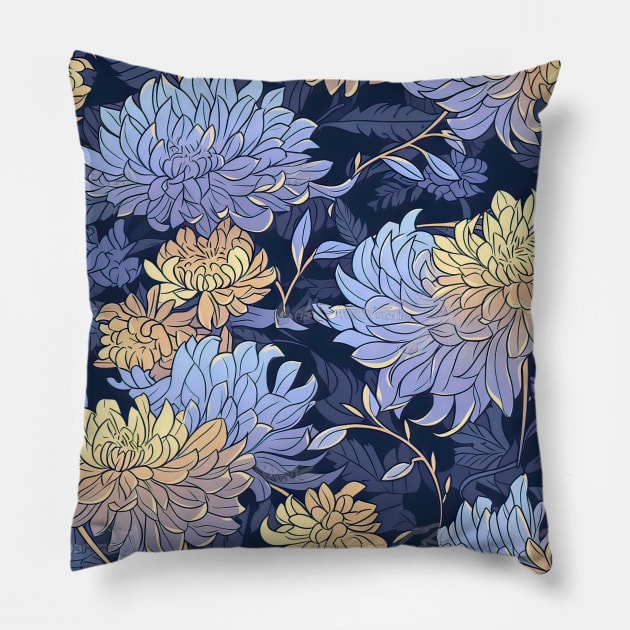 Chrysanthemums pattern Pillow by etherElric