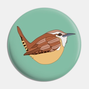 Carolina Wren Bird Graphic Pin