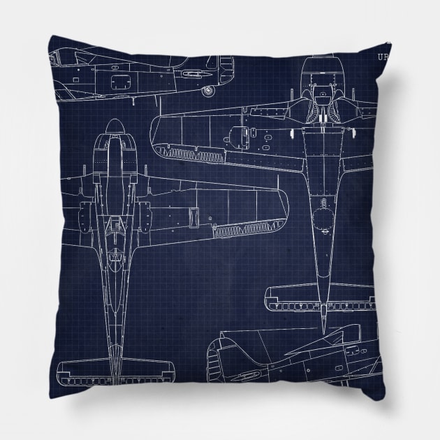 Blueprint Fw190 Pillow by Aircraft.Lover