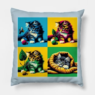 Norwegian Forest Cat Pop Art - Cute Kitties Pillow