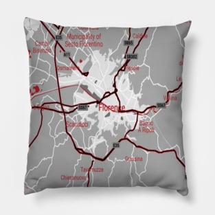 Florence red/ grey map Pillow