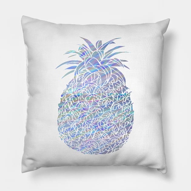 Brush Stroke Turquoise, Green and Purple Filled Pineapple Design Pillow by PurposelyDesigned