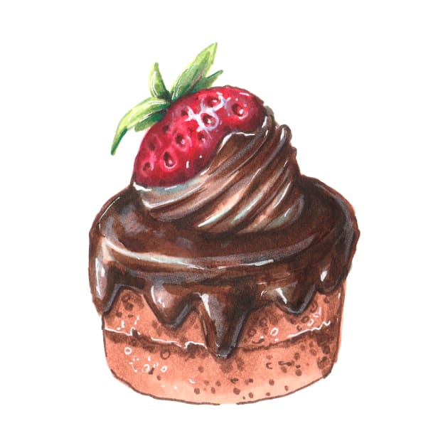 Chocolate Strawberry Cake by illustreline