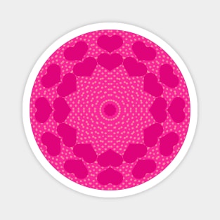 Pink Hearts Kaleidoscope Style Mandala Magnet