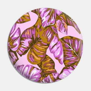 Tropical Leaves Of Banana and Monstera Lilac Ochre Cut Out Pin