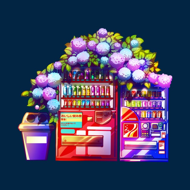 Vending machines and the hydrangea by AnGo