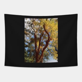 Autumn tree in the breeze Tapestry
