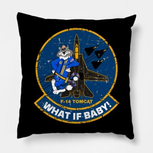 F-14 Tomcat - What If Baby- F-14 Tomcat - Grunge Style Pillow