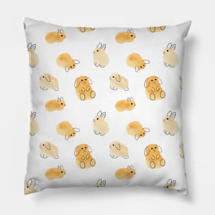 Watercolor Bunny Blob Pattern Pillow