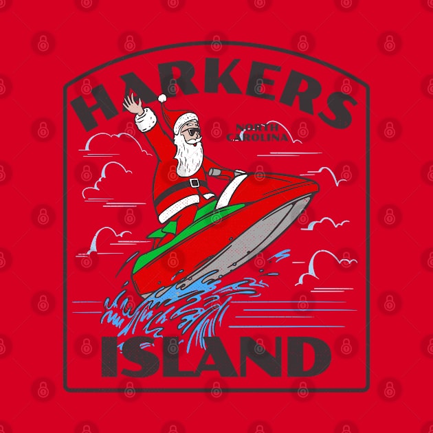 Harkers Island, NC Christmas Vacationing Waterskiing Santa by Contentarama