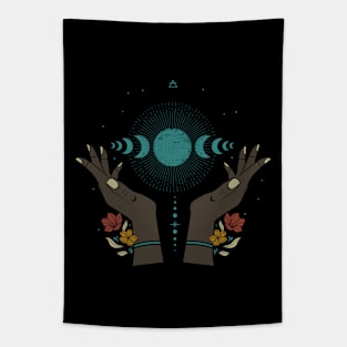 Blue power moon phases Tapestry