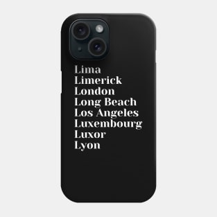 Cities starting with the letter, L, Mugs, Pin, Mask Phone Case