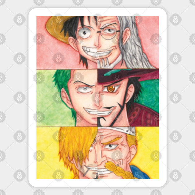 Straw Hats Trio And Teacher Split Art One Piece Magnes