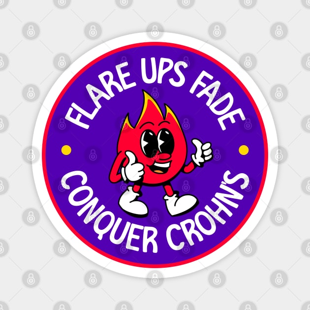 Flare Ups Fade, Conquer Crohn's - Crohn's Disease Magnet by Football from the Left