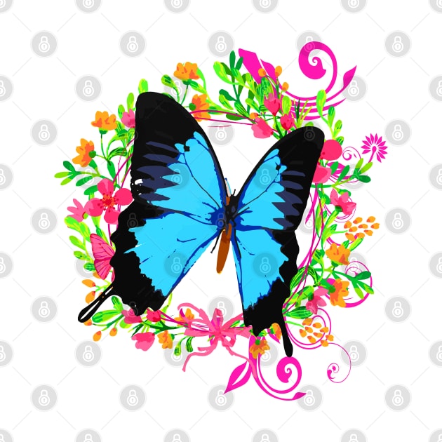 Colorful Papillon - Cute Butterfly - Girlie - Flower Pattern by BigWildKiwi