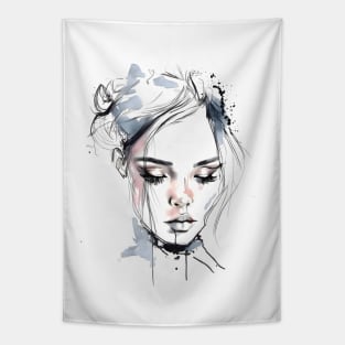 Portrait of a girl in watercolor. Tapestry