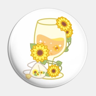 Yellow Sparkling Sunflower Herbal Tea in a Glass Goblet Pin