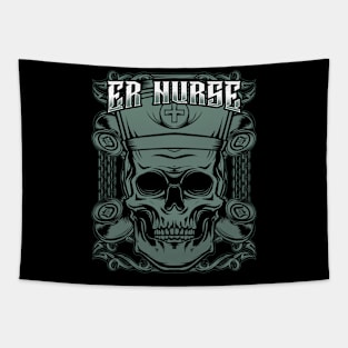 Nursing - ER Nurse Cool Skeleton Skull Tapestry