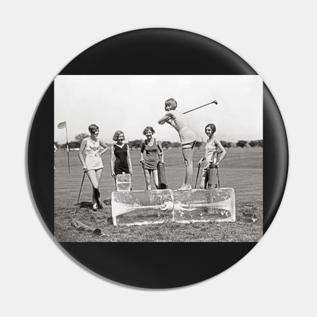 Flapper Girls Playing Golf, 1926. Vintage Photo Pin by historyphoto