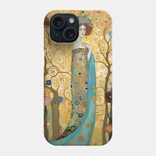 Gustav Klimt's Gilded Serenity: Inspired Woman in Radiant Elegance Phone Case