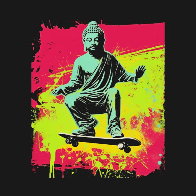 Buddha Skateboarding | Retro Skateboard | Funny Buddha #2 by Celebrity Zen