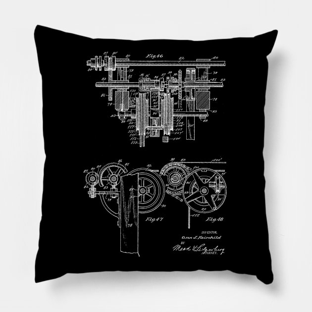 Automatic Bowling Machine Vintage Patent Drawing Pillow by TheYoungDesigns