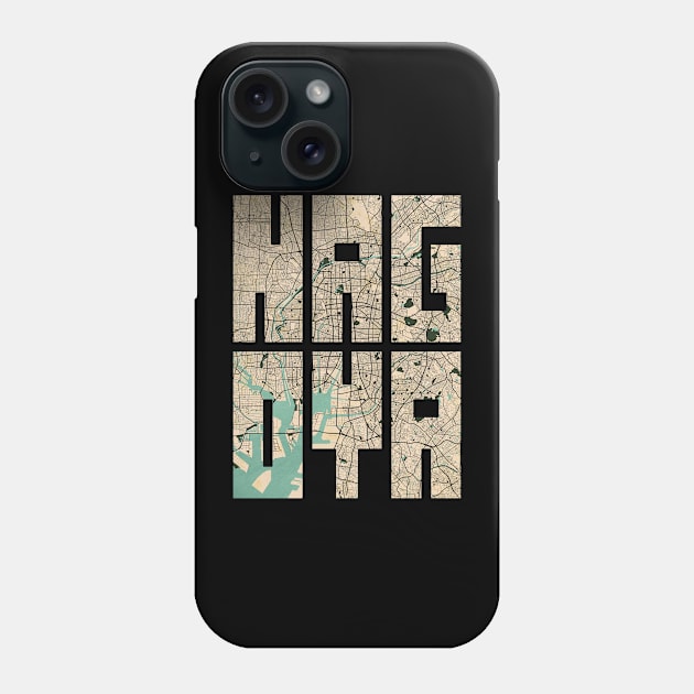 Nagoya, Japan City Map Typography - Vintage Phone Case by deMAP Studio