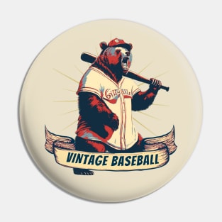 Vintage Baseball Grizzly Bear Baseball Player Pin