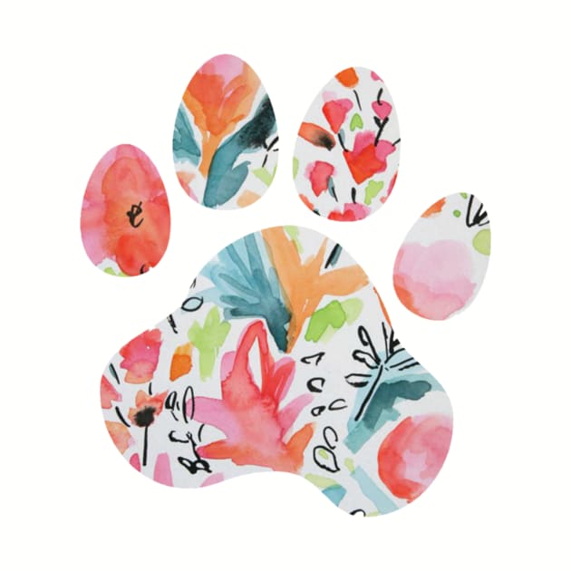 Bright Floral Paw Print by annmariestowe