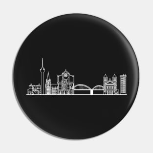 Cologne Skyline in white with details Pin