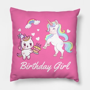 Birthday Girl Unicorn T-Shirt Pillow