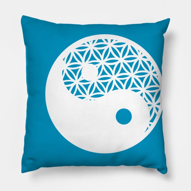 Flower of Life - Yin Yang - Balance - Diving Feminine - Divine Masculine Pillow by Divoc