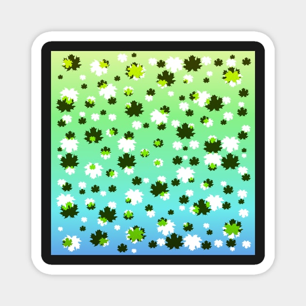 Falling leaves in green and blue Magnet by cocodes