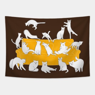 Cute Cats on the Couch Tapestry