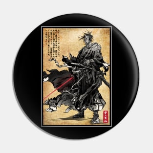 Lone wanderer woodblock Pin