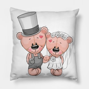 Cute newlywed teddy bears. Pillow