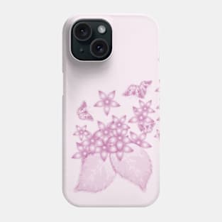 Elegant flowers and butterflies in pink Phone Case