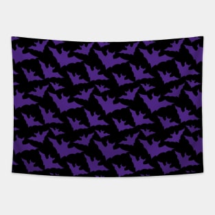 Halloween purple bats black cool spooky silhouette pattern Tapestry