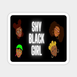 Shy Black Girl Vector Faces and Cartoon Girls with Bantu Knots Space Bun Beanie Hat Curls Magnet