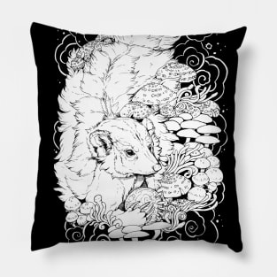 Mushroom Witch - Black and White Pillow